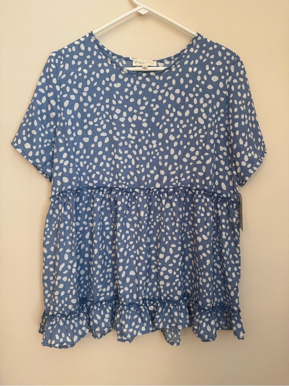 Perfect Peach Blue & White Polka Dot Babydoll Top Women’s Size XL NWT Boutique